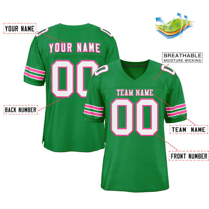 Custom Kelly Green White-Pink Classic Style Authentic Football Jersey