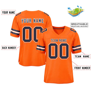 Custom Orange Navy-White Classic Style Authentic Football Jersey