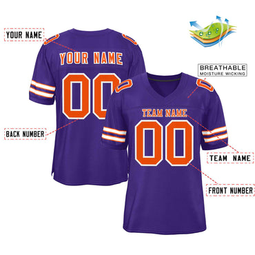Custom Purple Orange-White Classic Style Authentic Football Jersey
