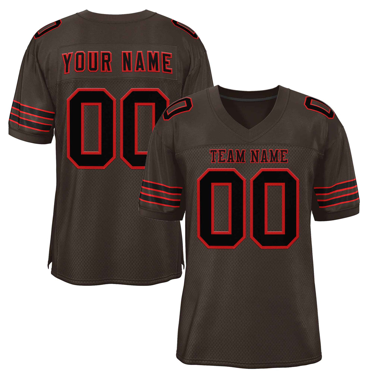 Custom Brown Black-Red Classic Style Authentic Football Jersey