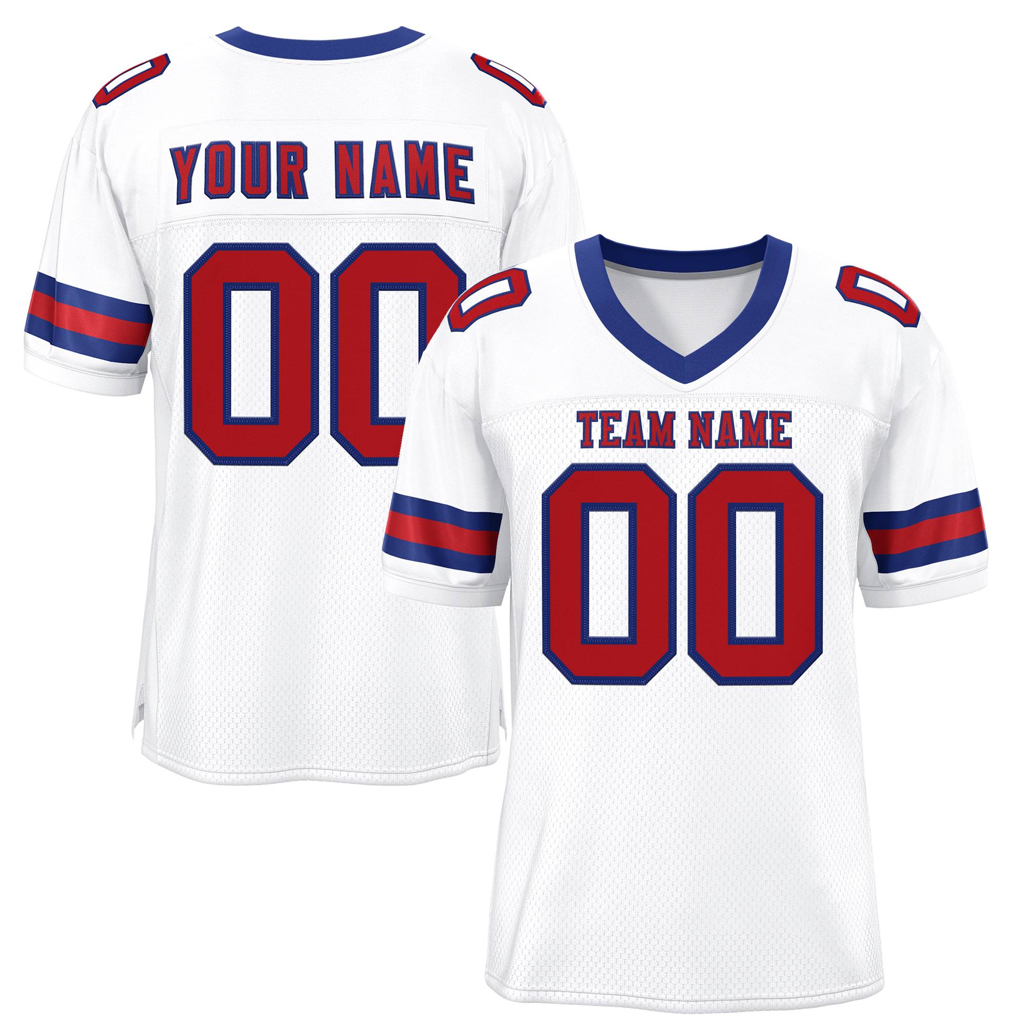Custom White Red-Royal Classic Style Mesh Authentic Football Jersey