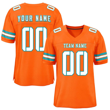 Custom Orange White-Aqua Classic Style Mesh Authentic Football Jersey