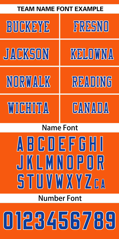 Custom Orange Royal-White Classic Style Mesh Authentic Football Jersey