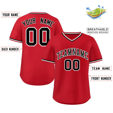 Custom Red Black-White Classic Style Authentic Pullover Baseball Jersey