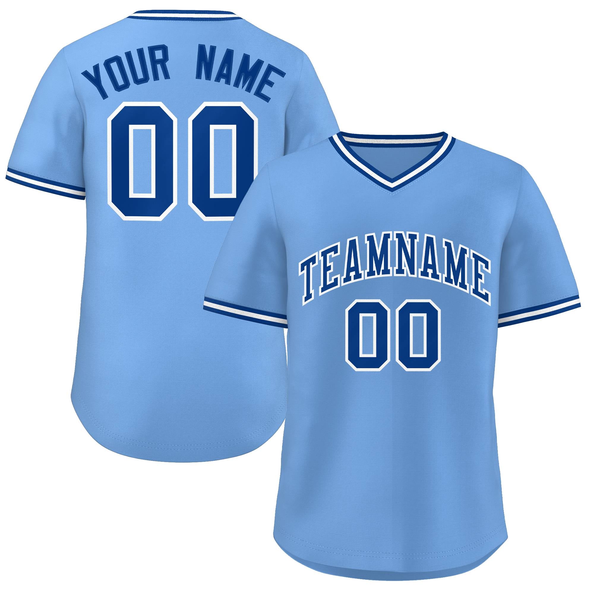Custom Light Blue Royal-White Classic Style Outdoor Authentic Pullover Baseball Jersey