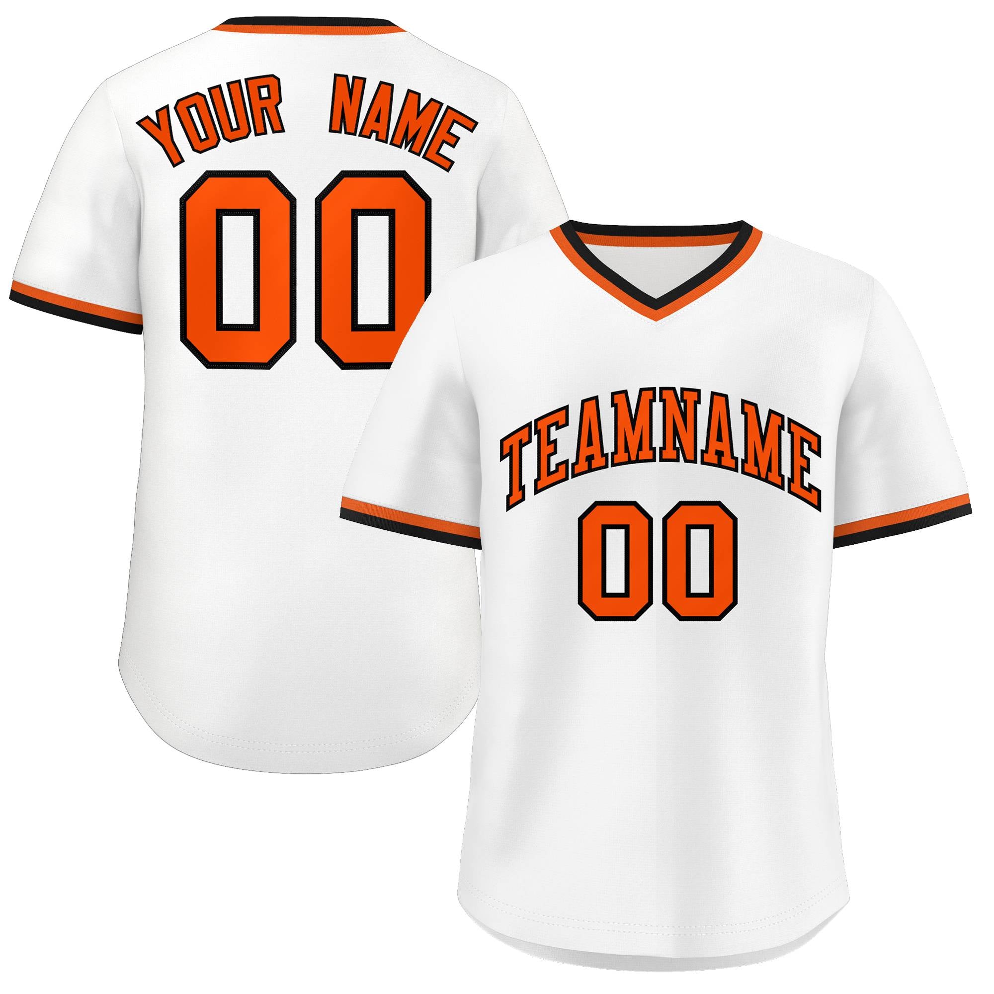 Custom White Orange Classic Style Outdoor Authentic Pullover Baseball Jersey