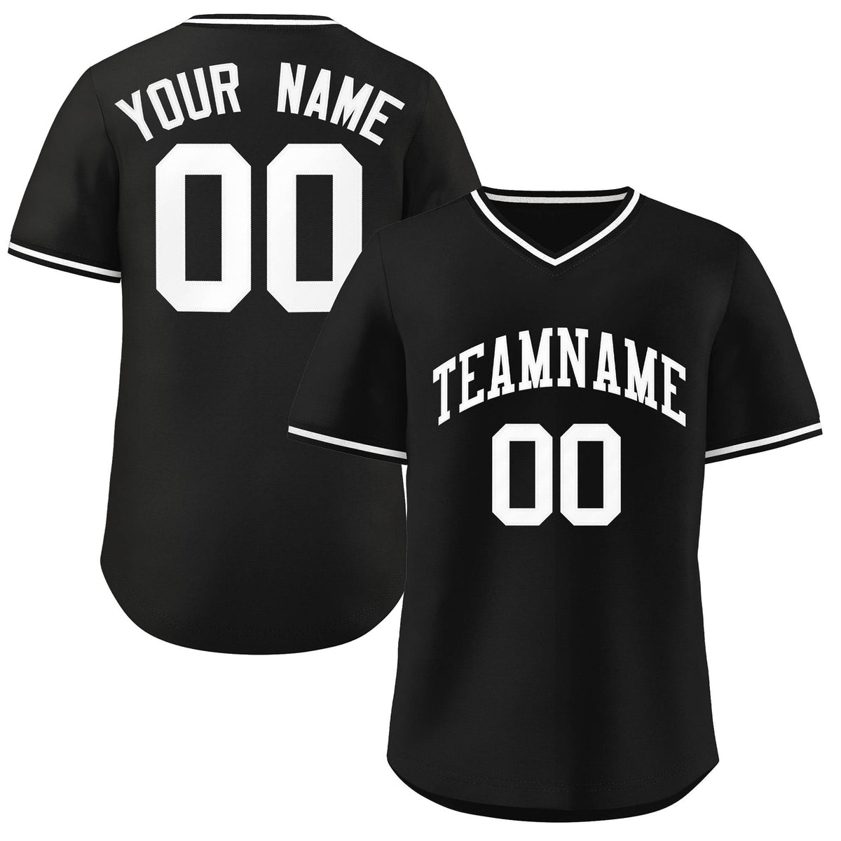 Custom Black White Classic Style Outdoor Authentic Pullover Baseball Jersey