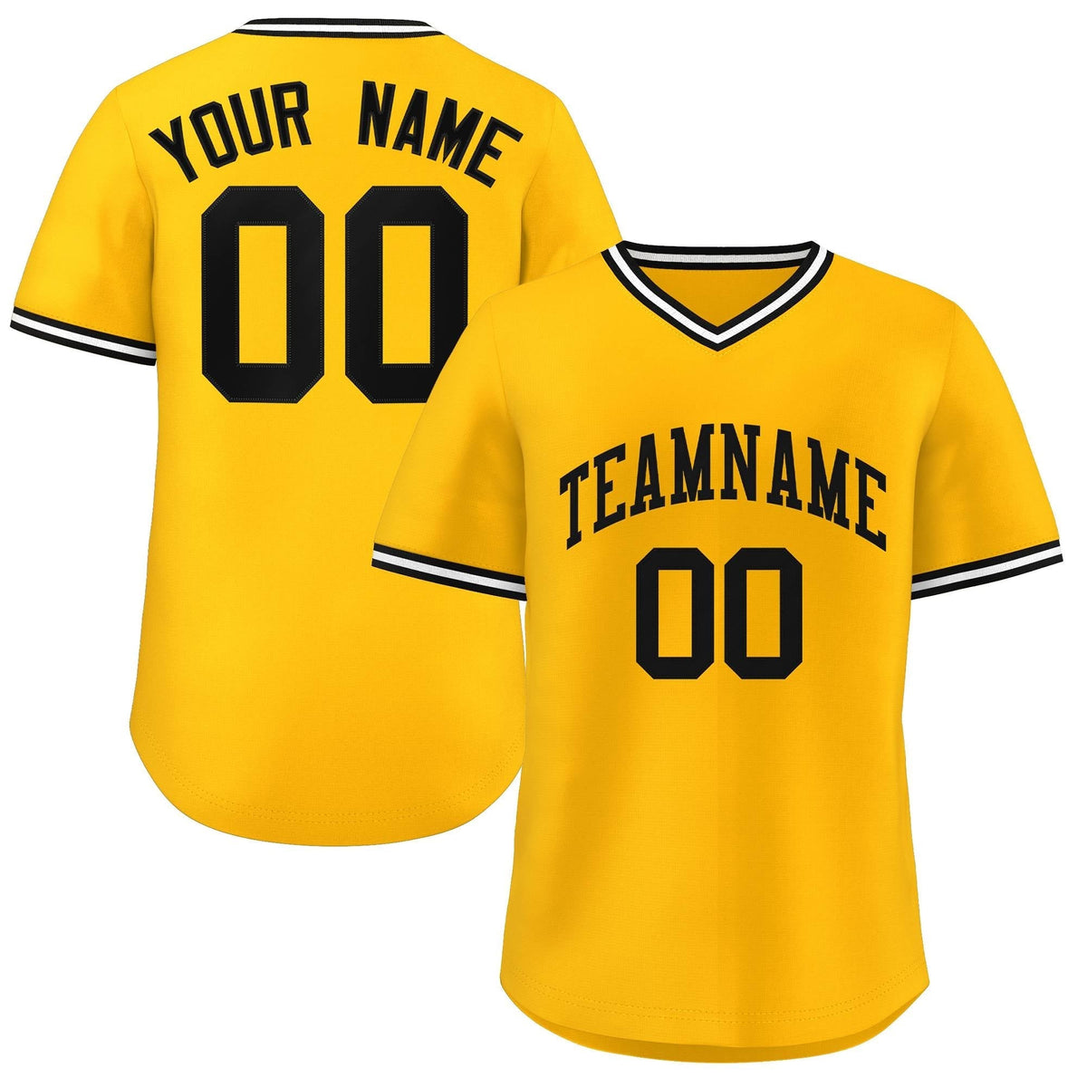 Custom Yellow White Classic Style Outdoor Authentic Pullover Baseball Jersey
