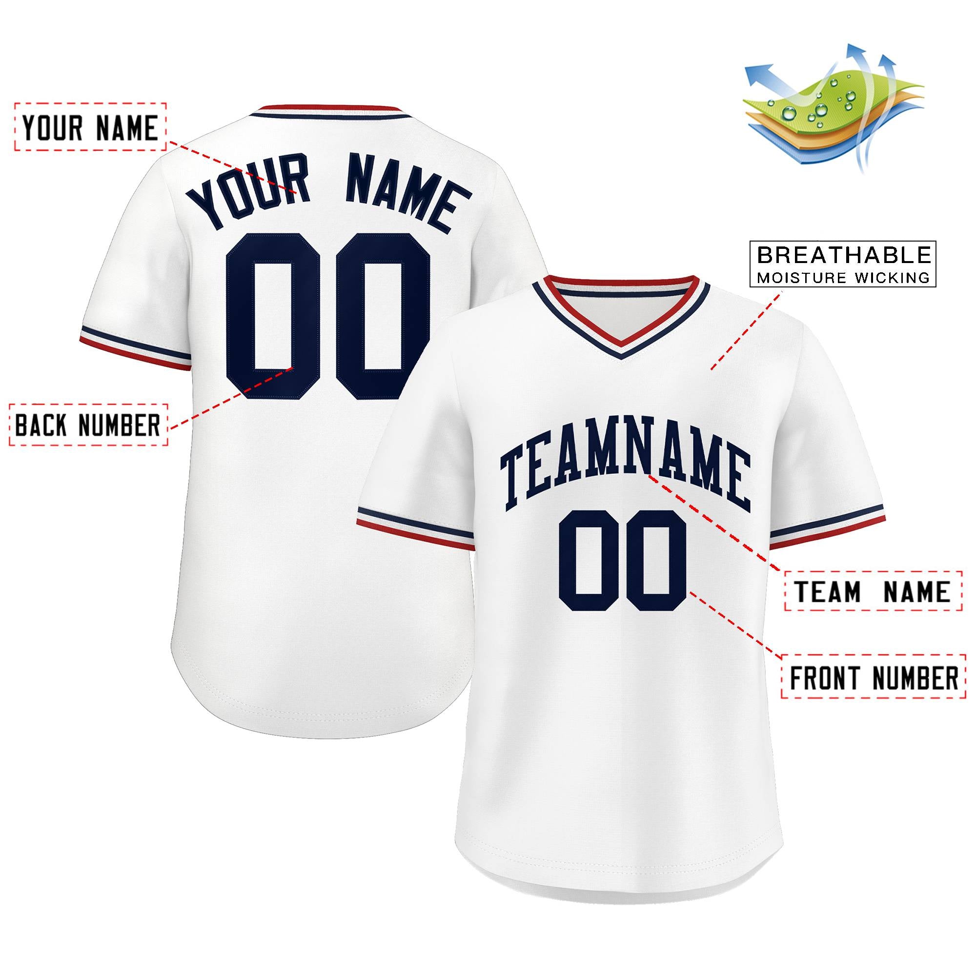 Custom White Classic Style Outdoor Authentic Pullover Baseball Jersey