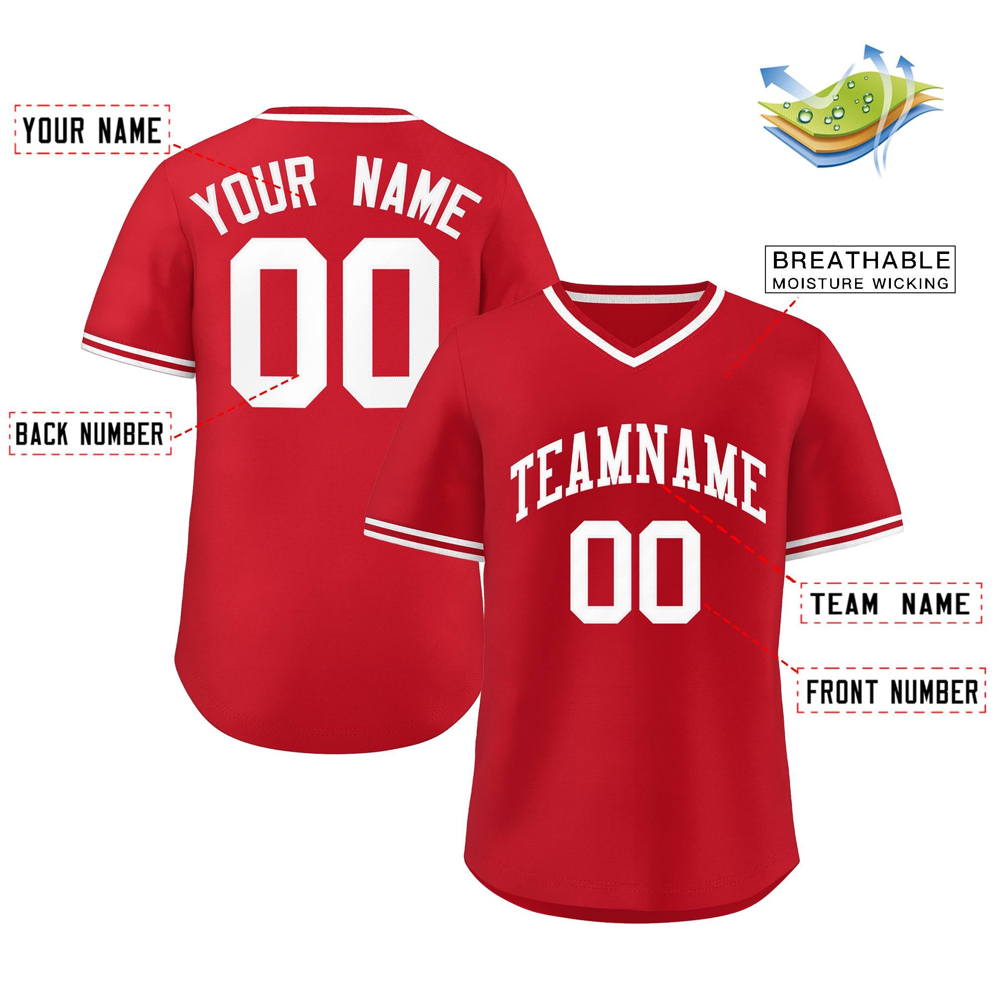 Custom White Red Classic Style Outdoor Authentic Pullover Baseball Jersey