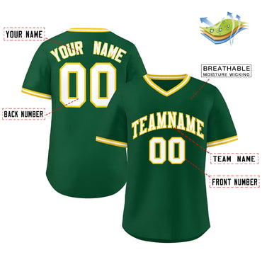 Custom Green White Classic Style Authentic Pullover Baseball Jersey
