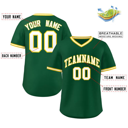 Custom Green White Classic Style Authentic Pullover Baseball Jersey