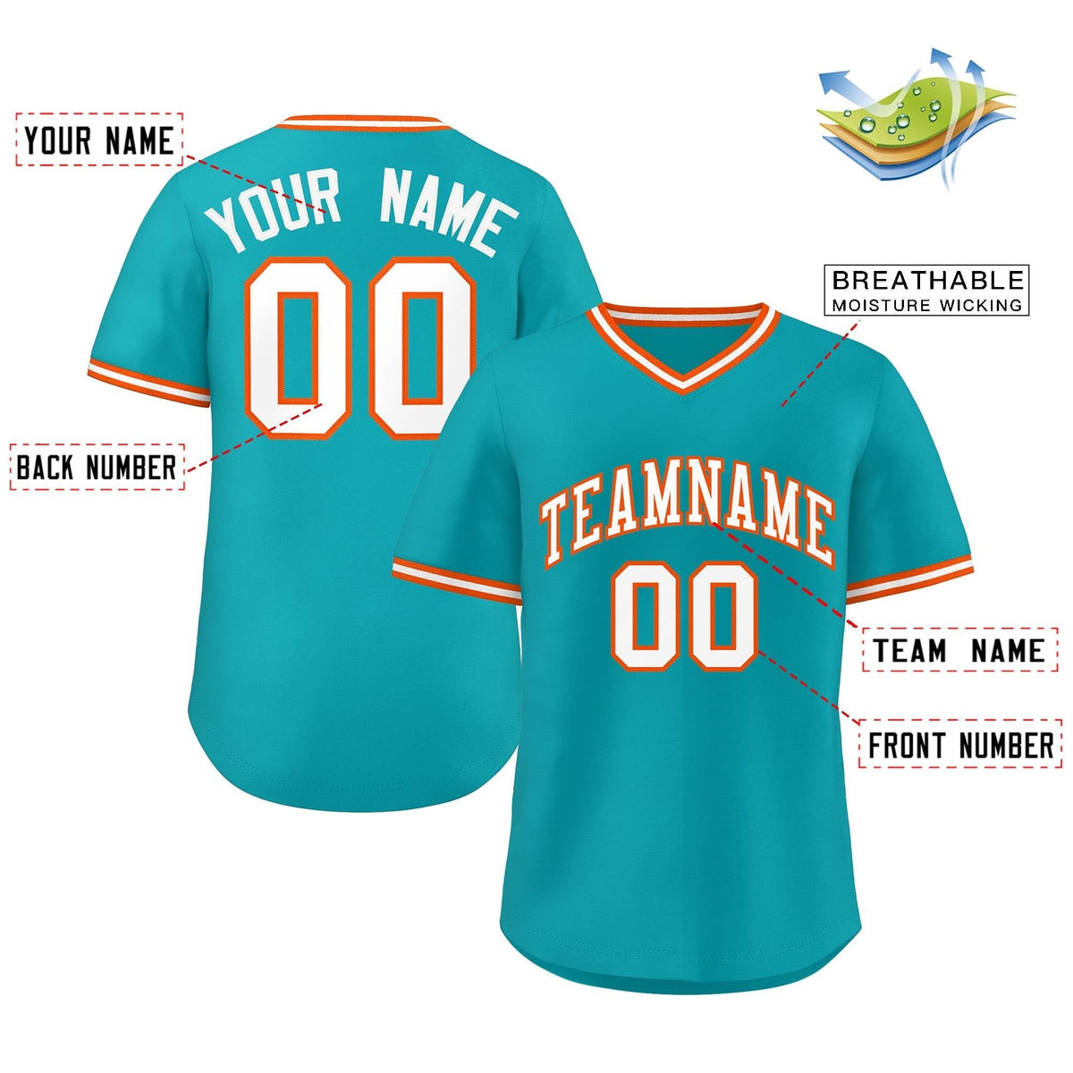 Custom Aqua Classic Style Outdoor Authentic Pullover Baseball Jersey