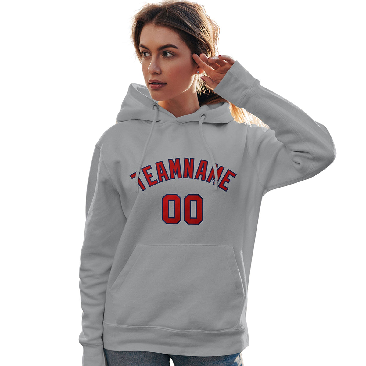 Custom Gray Red-Royal Classic Style Personalized Sport Pullover Hoodie