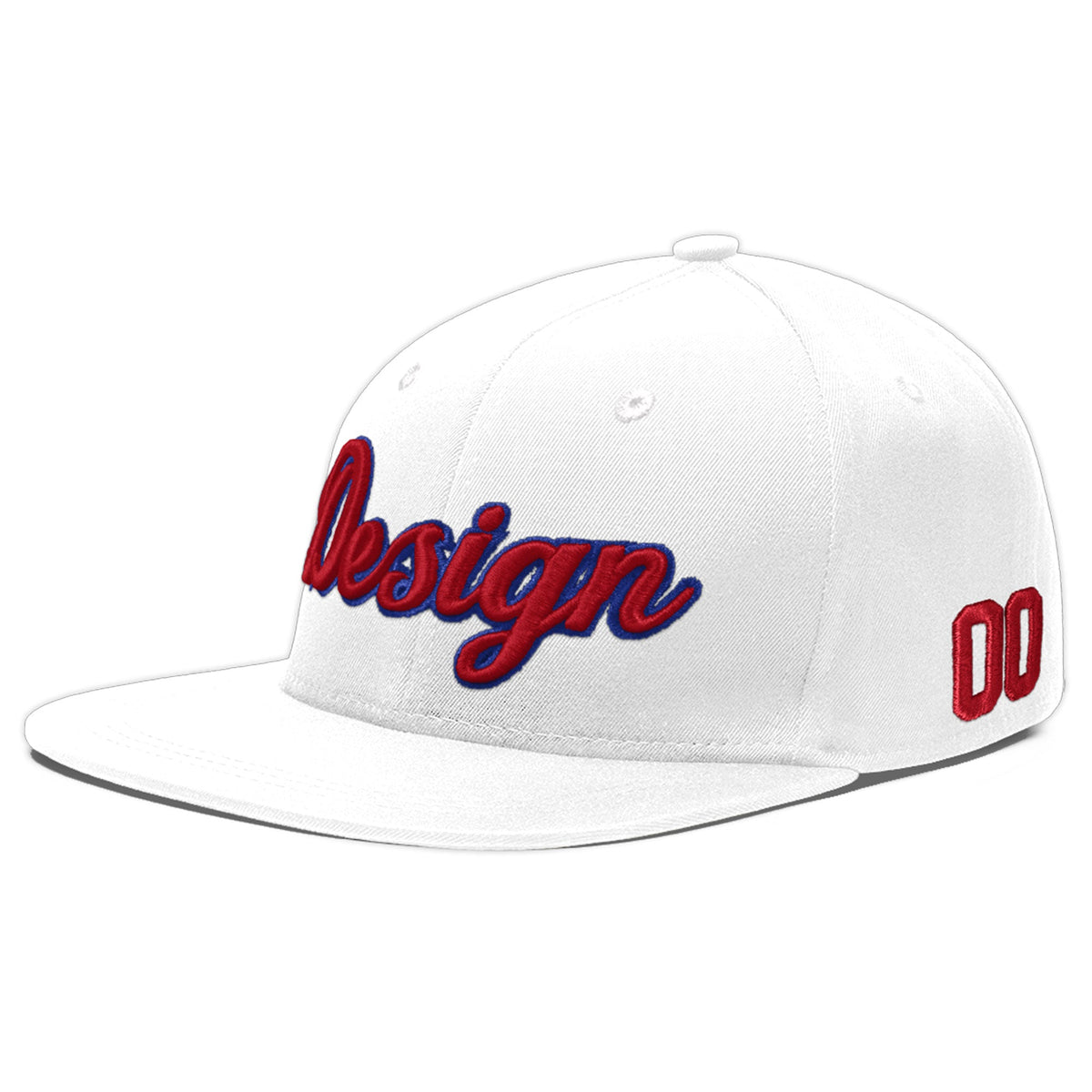 Custom White 3D Puff Embroidery Flat Embroidery Casual Sport Baseball Cap