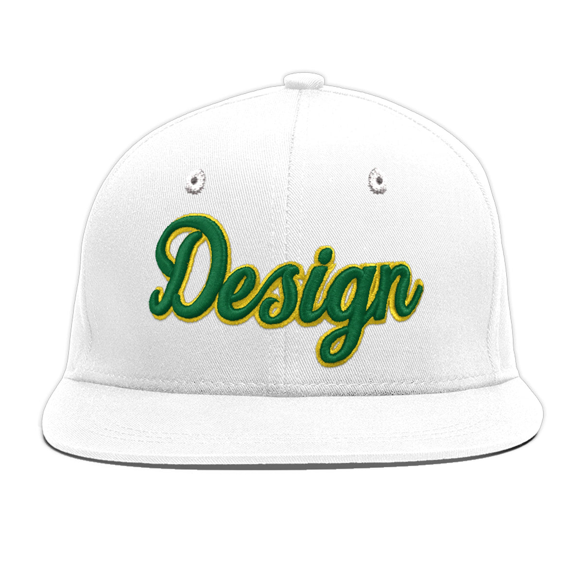 Custom White 3D Puff Embroidery Flat Embroidery Casual Sport Baseball Cap