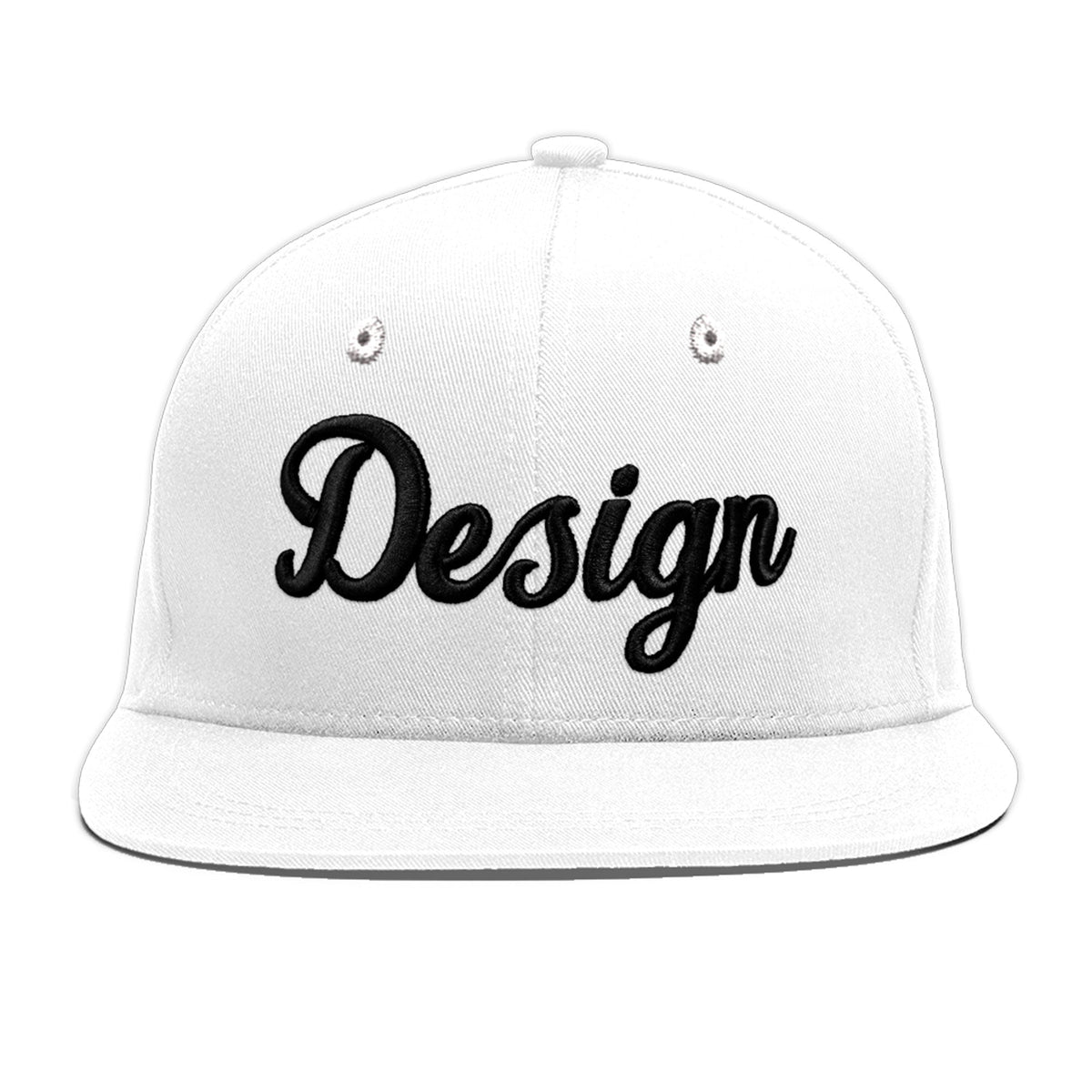Custom White 3D Puff Embroidery Flat Embroidery Casual Sport Baseball Cap