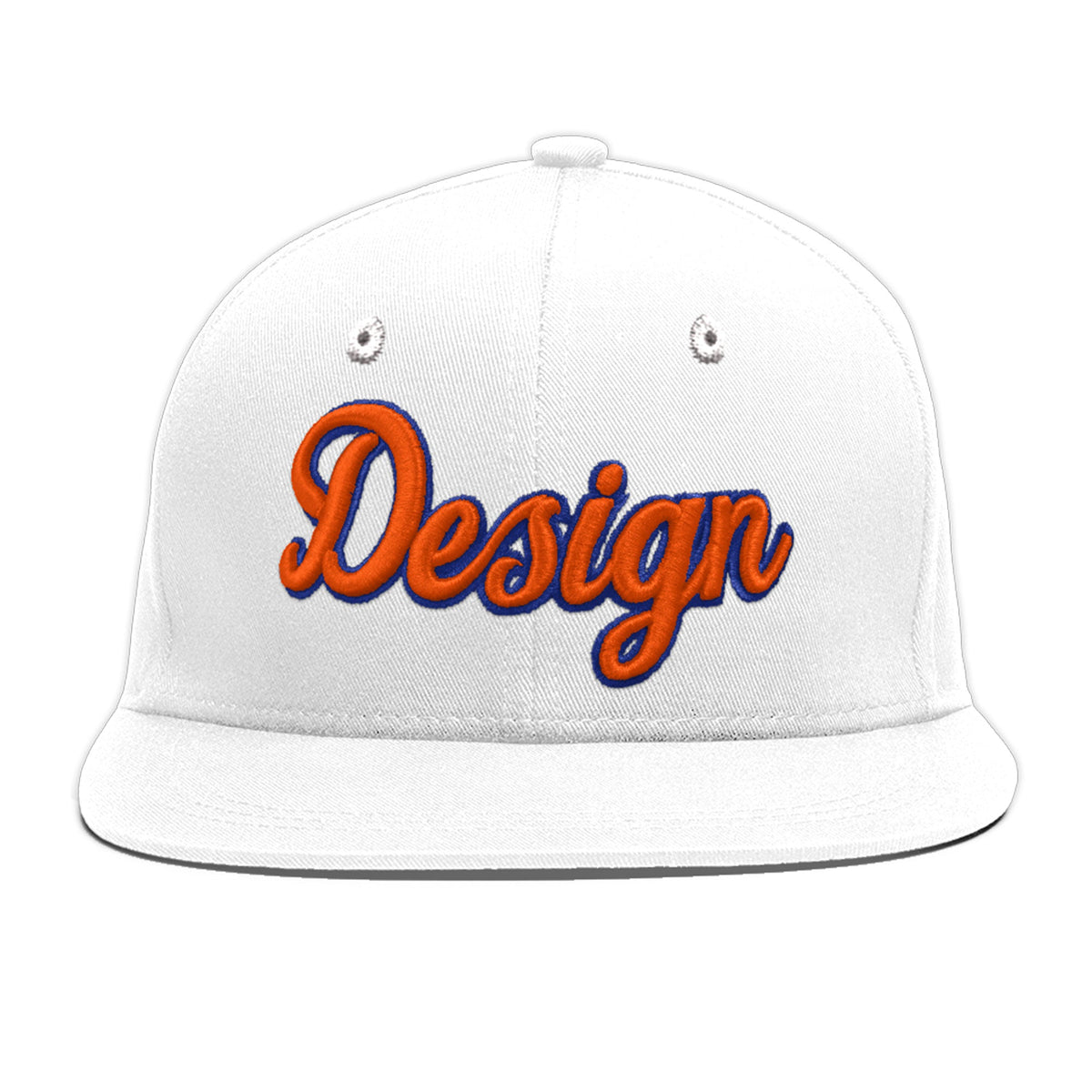 Custom White 3D Puff Embroidery Flat Embroidery Casual Sport Baseball Cap