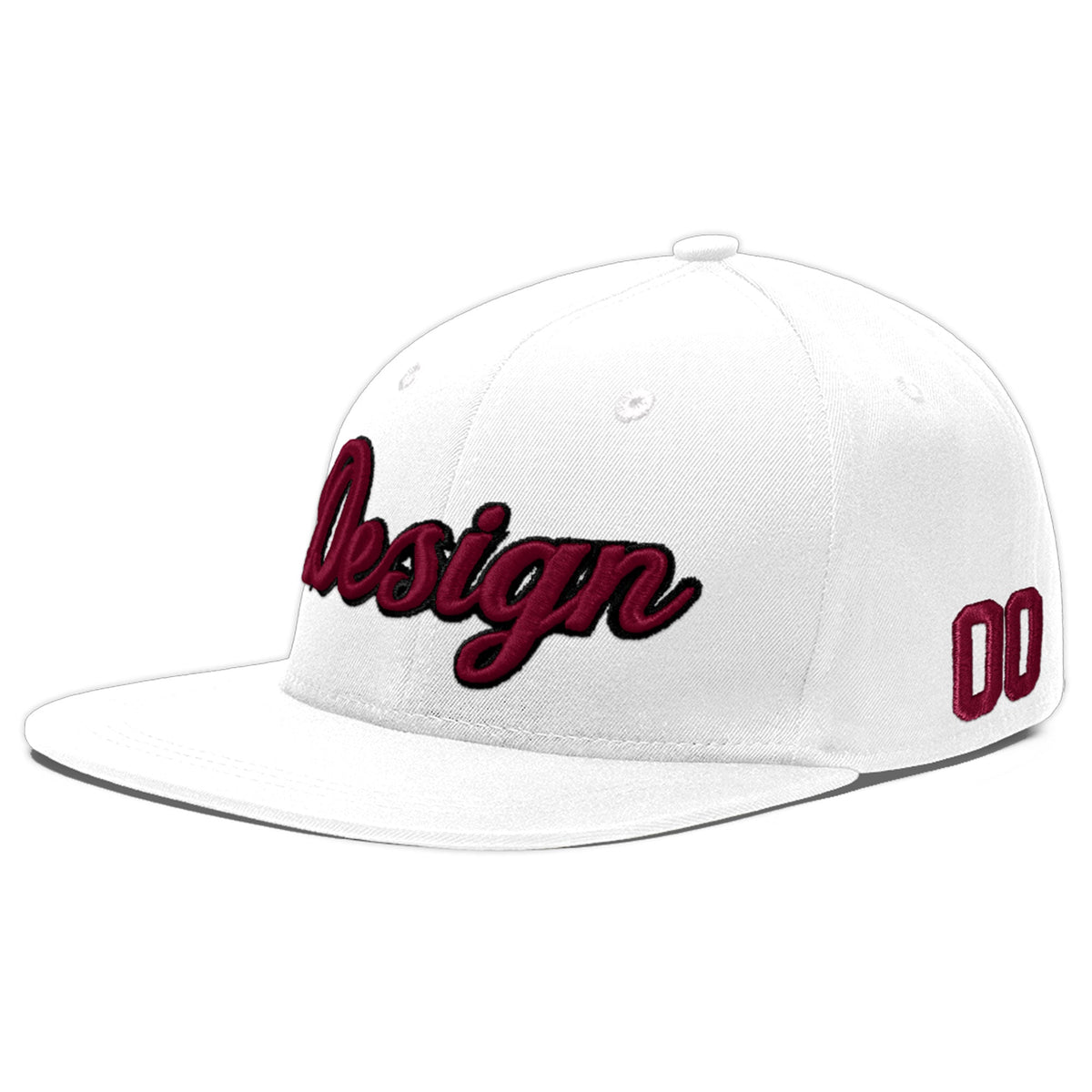 Custom White 3D Puff Embroidery Flat Embroidery Casual Sport Baseball Cap
