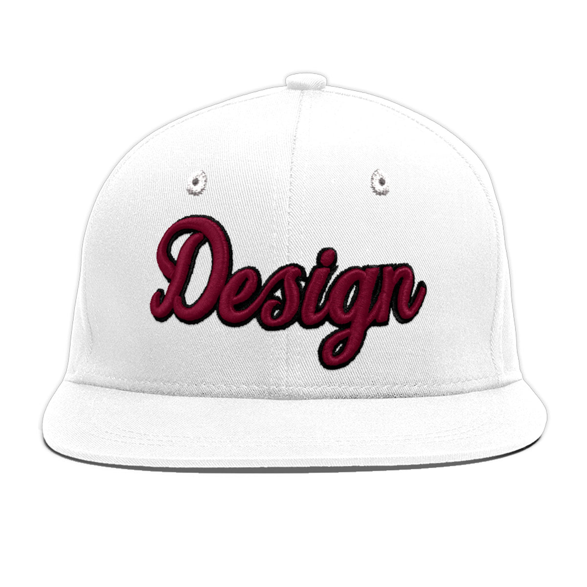 Custom White 3D Puff Embroidery Flat Embroidery Casual Sport Baseball Cap