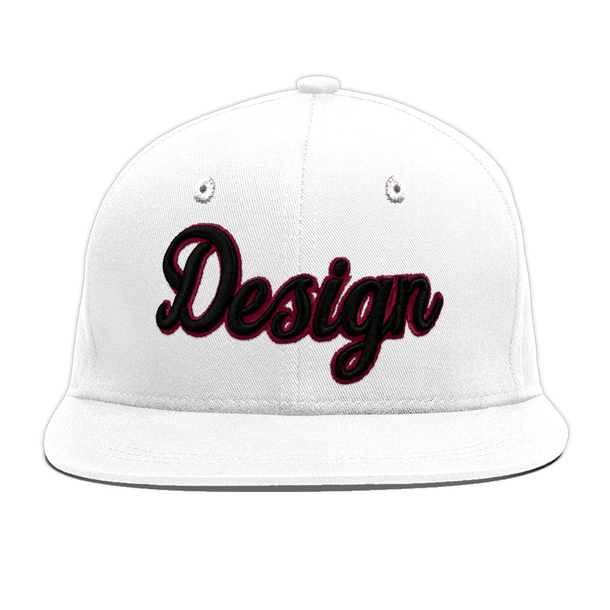 Custom White 3D Puff Embroidery Flat Embroidery Casual Sport Baseball Cap