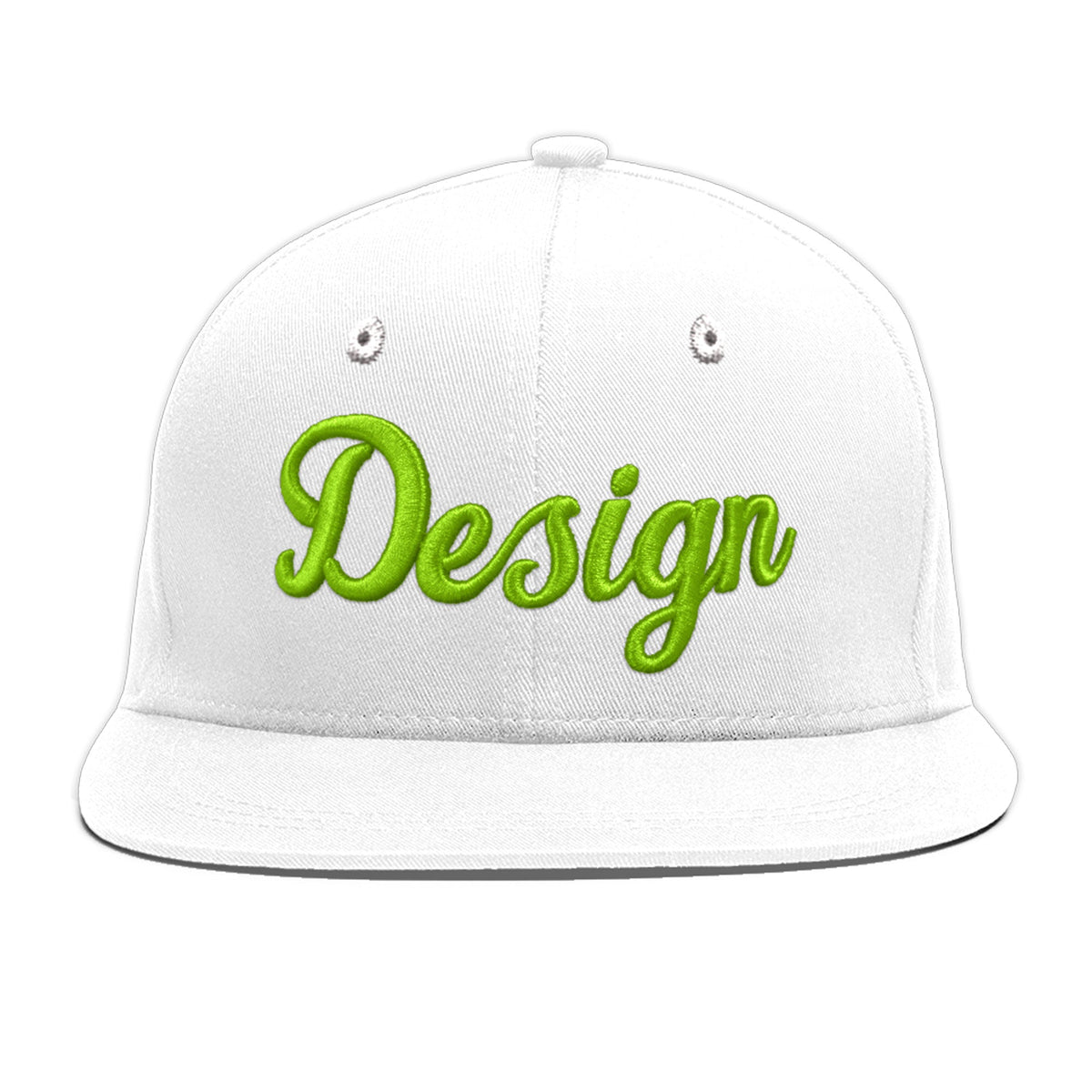 Custom White 3D Puff Embroidery Flat Embroidery Casual Sport Baseball Cap