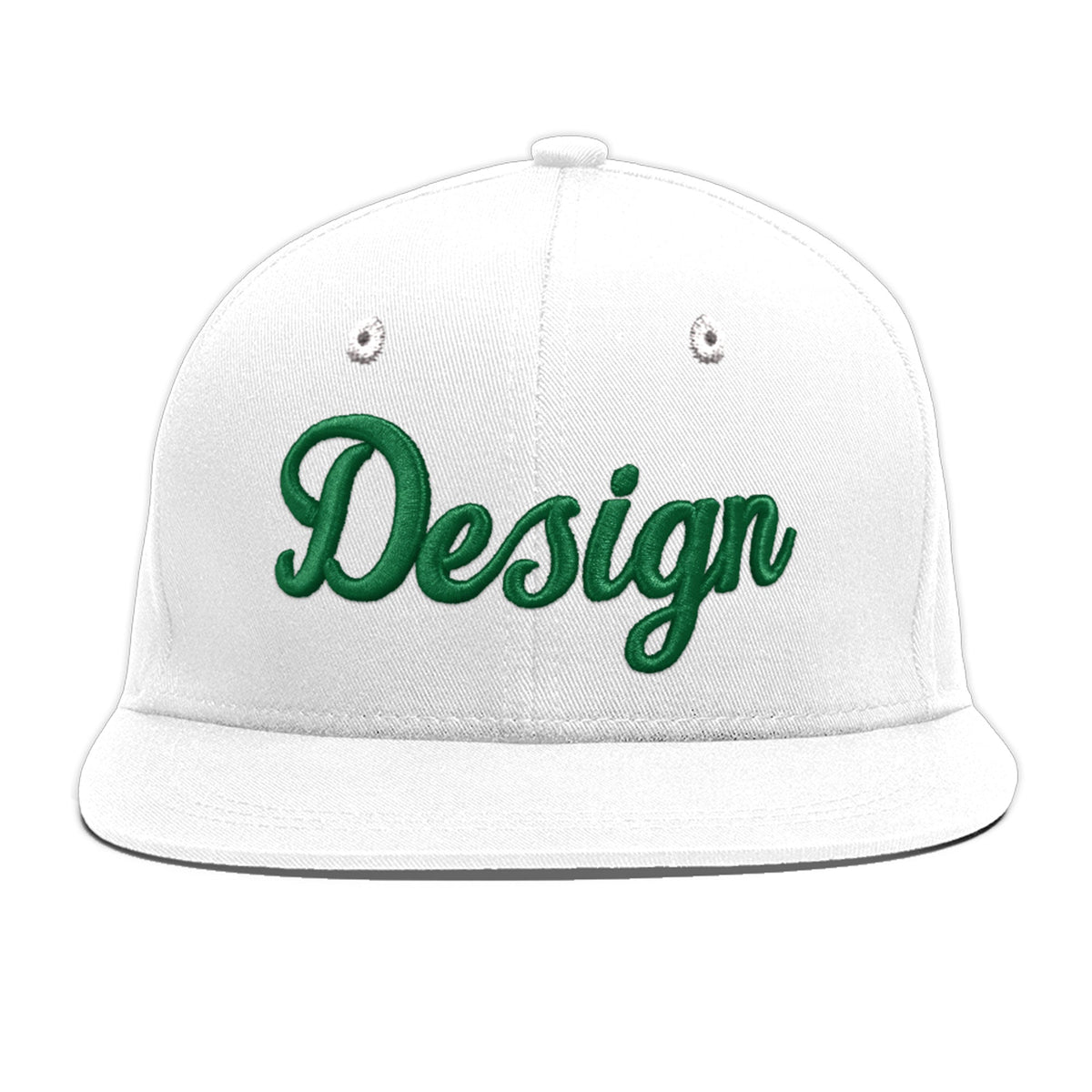 Custom White 3D Puff Embroidery Flat Embroidery Casual Sport Baseball Cap
