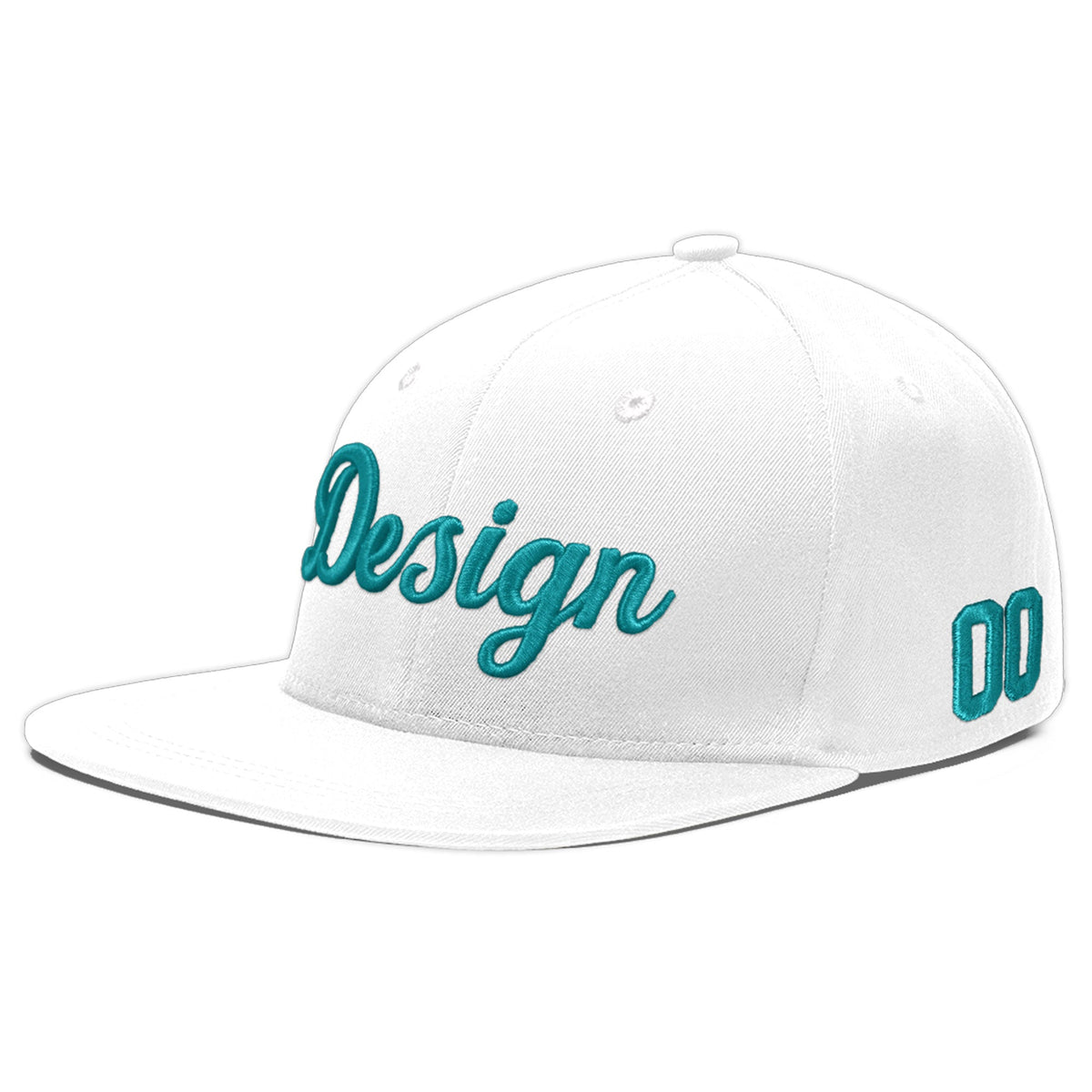 Custom White 3D Puff Embroidery Flat Embroidery Casual Sport Baseball Cap