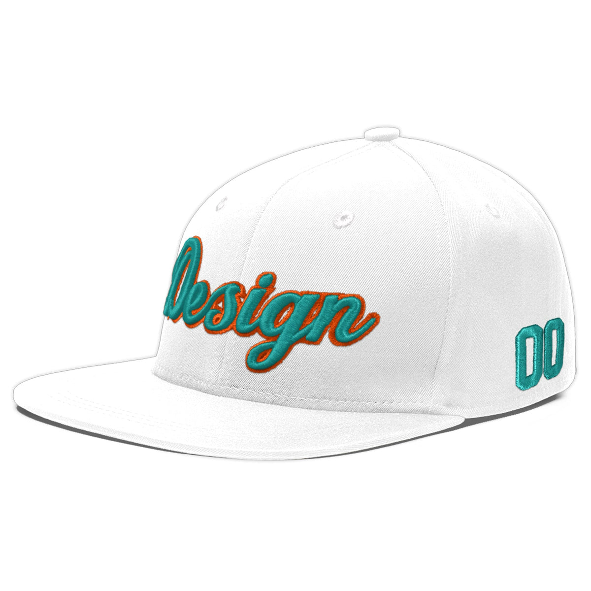 Custom White 3D Puff Embroidery Flat Embroidery Casual Sport Baseball Cap