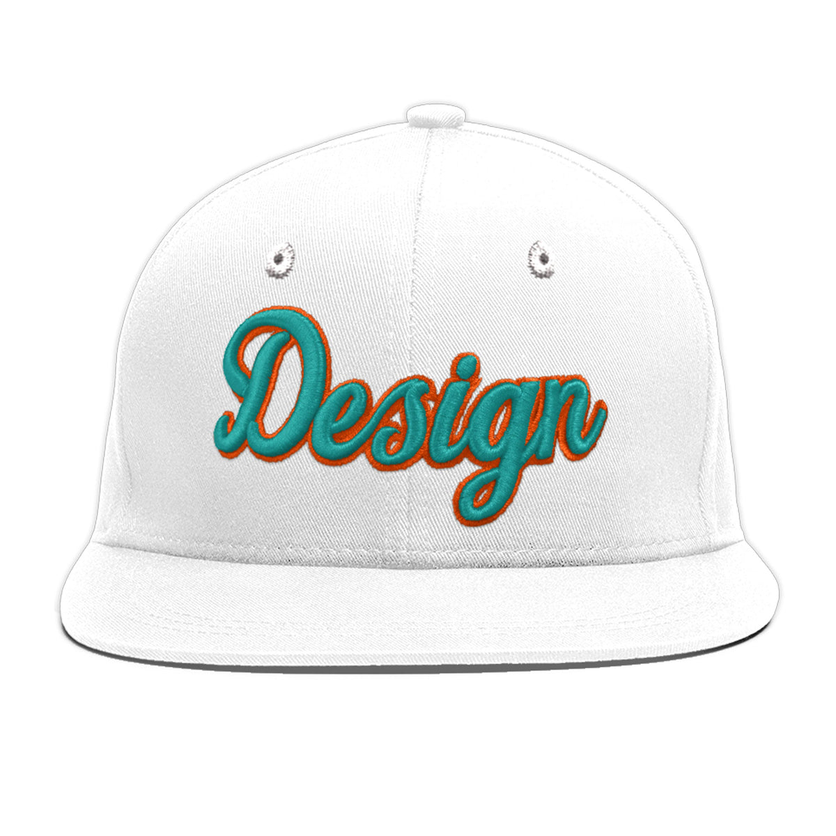 Custom White 3D Puff Embroidery Flat Embroidery Casual Sport Baseball Cap