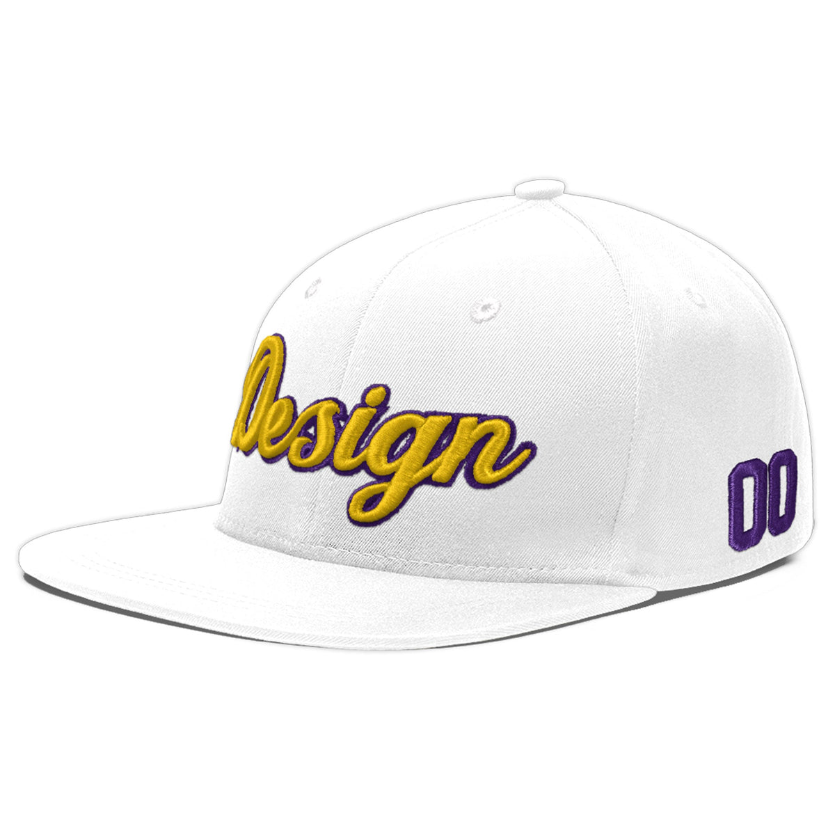 Custom White 3D Puff Embroidery Flat Embroidery Casual Sport Baseball Cap