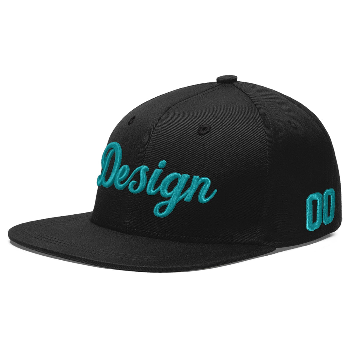 Custom Black 3D Puff Embroidery Flat Embroidery Casual Sport Baseball Cap