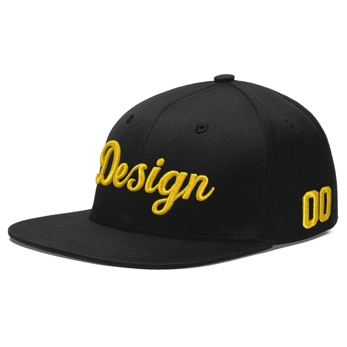Custom Black 3D Puff Embroidery Flat Embroidery Casual Sport Baseball Cap