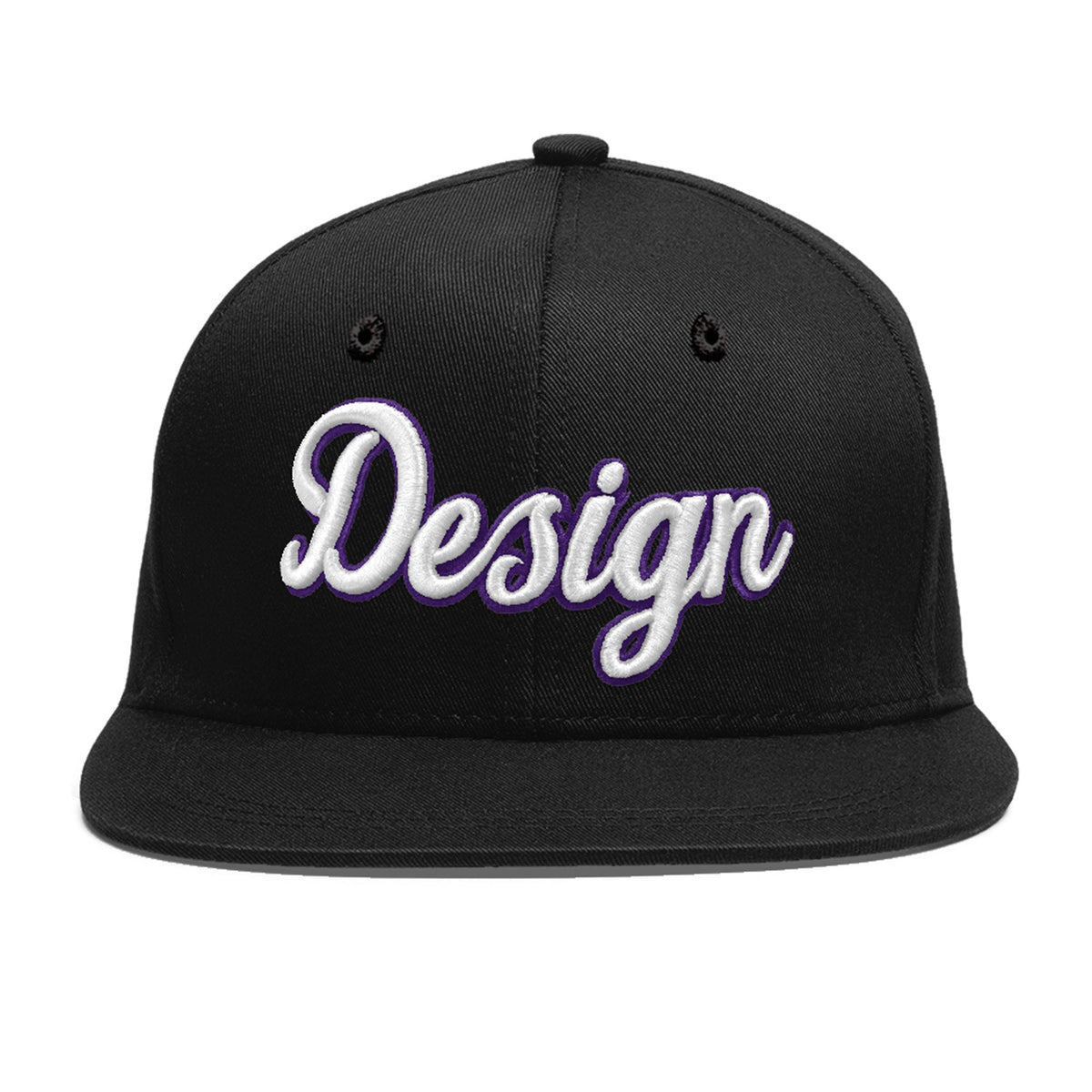 Custom Black 3D Puff Embroidery Flat Embroidery Casual Sport Baseball Cap
