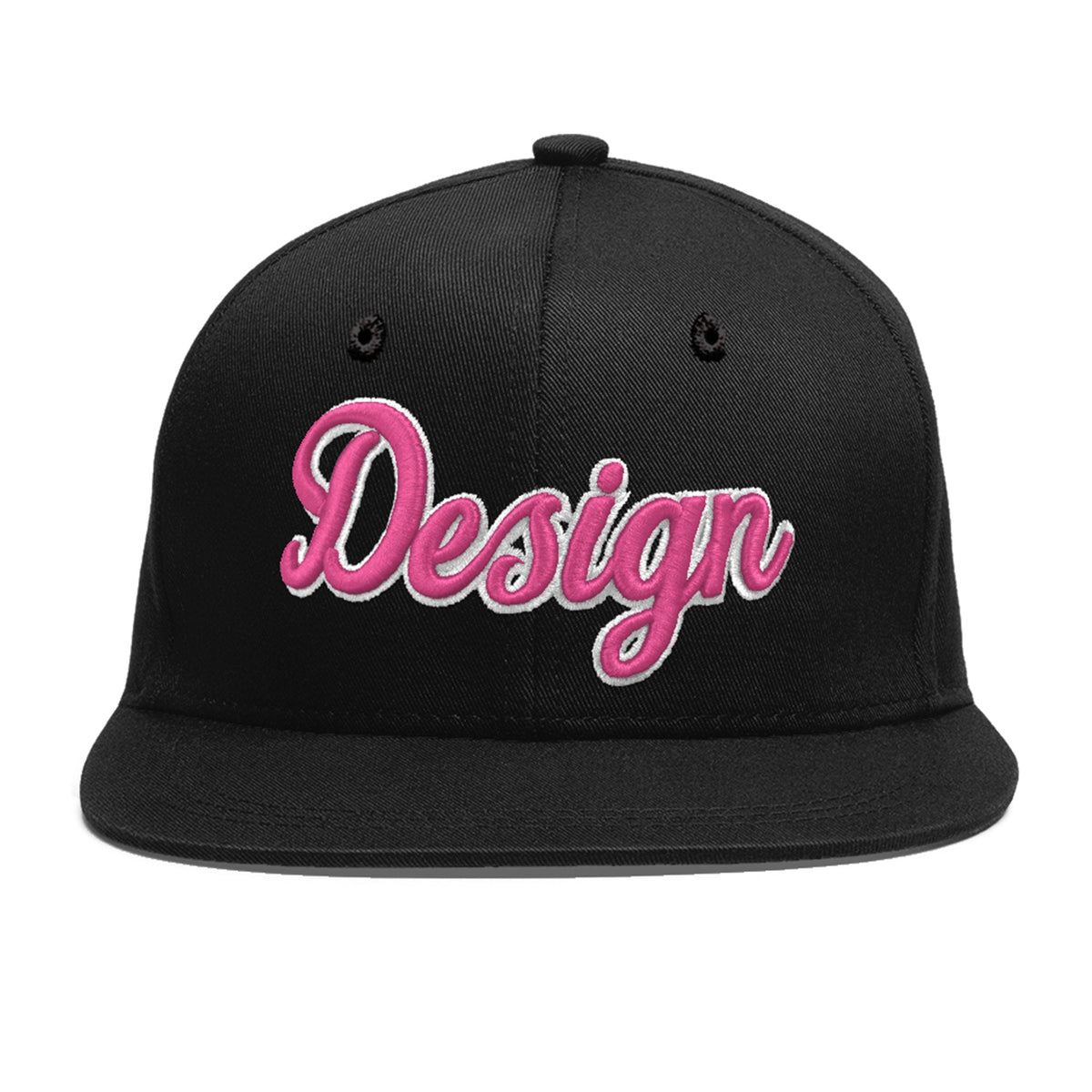 Custom Black 3D Puff Embroidery Flat Embroidery Casual Sport Baseball Cap
