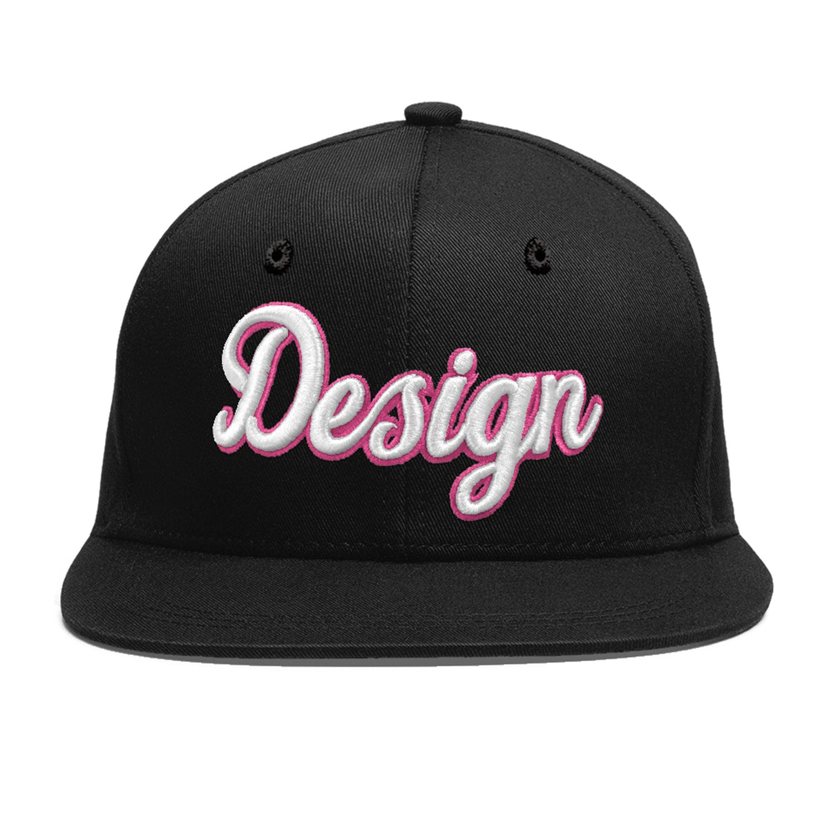 Custom Black 3D Puff Embroidery Flat Embroidery Casual Sport Baseball Cap