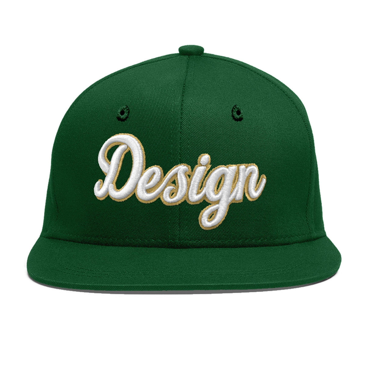Custom Green 3D Puff Embroidery Flat Embroidery Casual Sport Baseball Cap