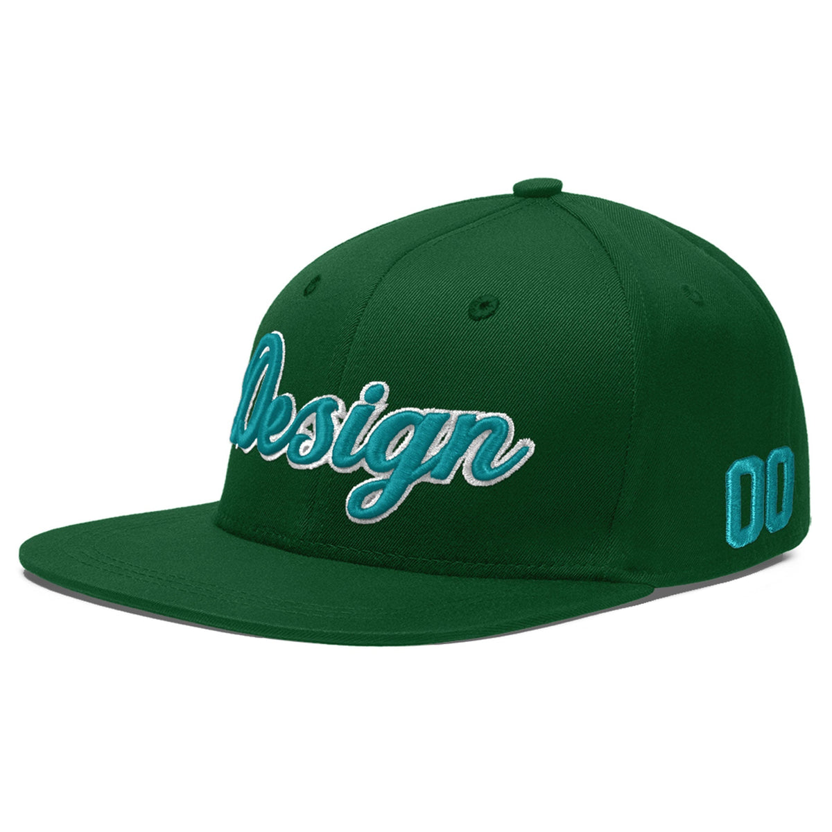 Custom Green 3D Puff Embroidery Flat Embroidery Casual Sport Baseball Cap