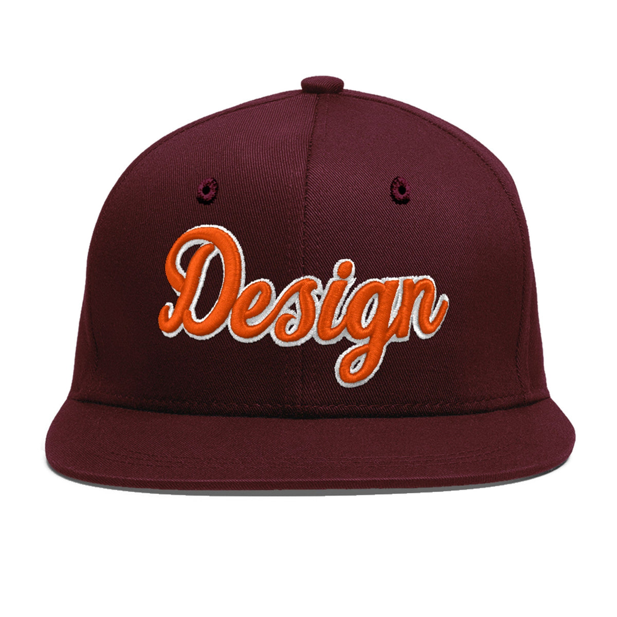 Custom Burgundy 3D Puff Embroidery Flat Embroidery Casual Sport Baseball Cap