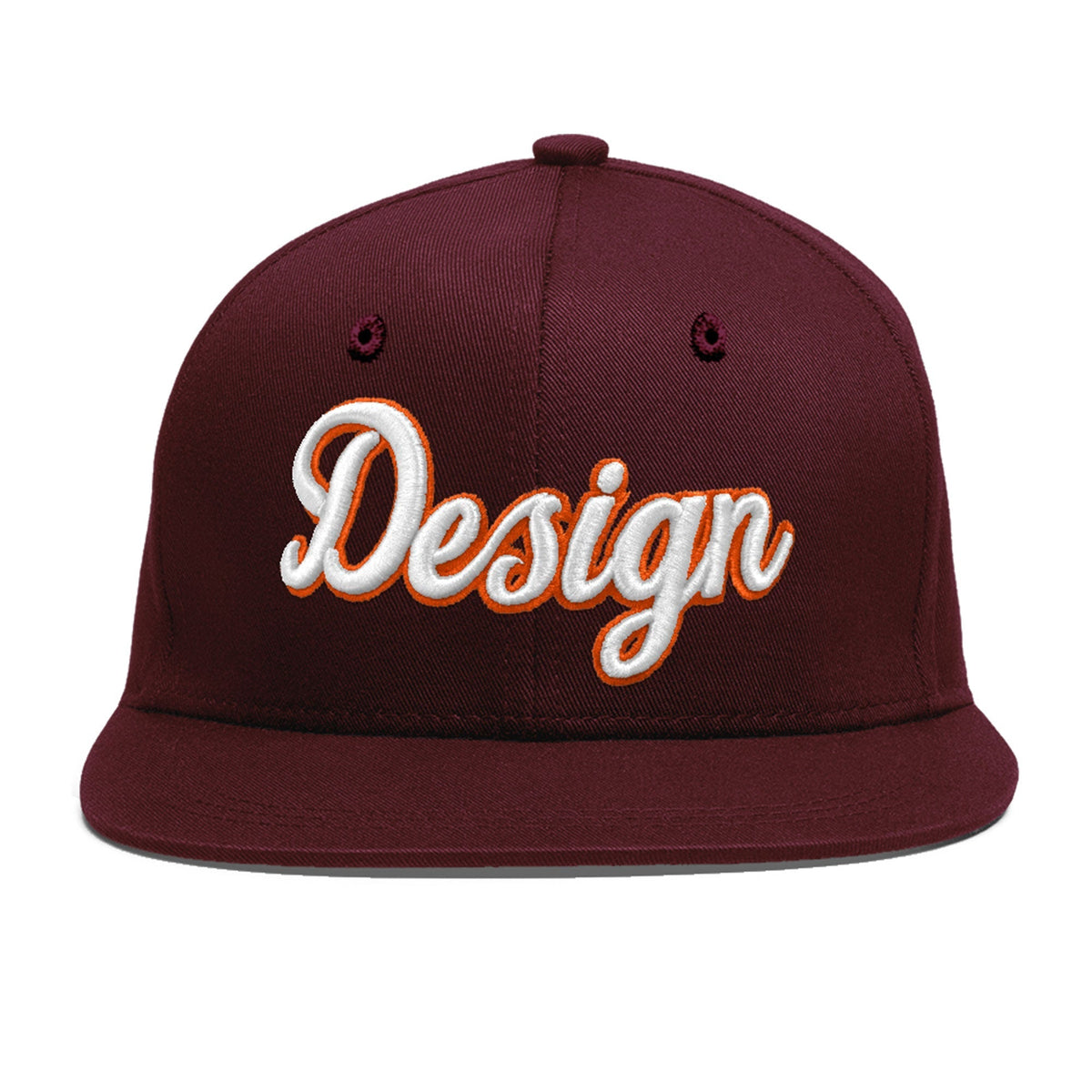 Custom Burgundy 3D Puff Embroidery Flat Embroidery Casual Sport Baseball Cap