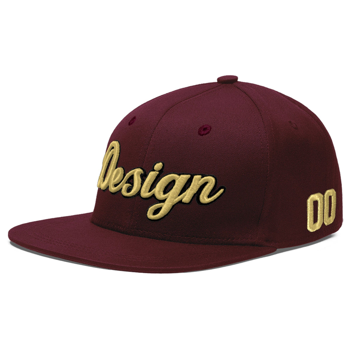 Custom Burgundy 3D Puff Embroidery Flat Embroidery Casual Sport Baseball Cap