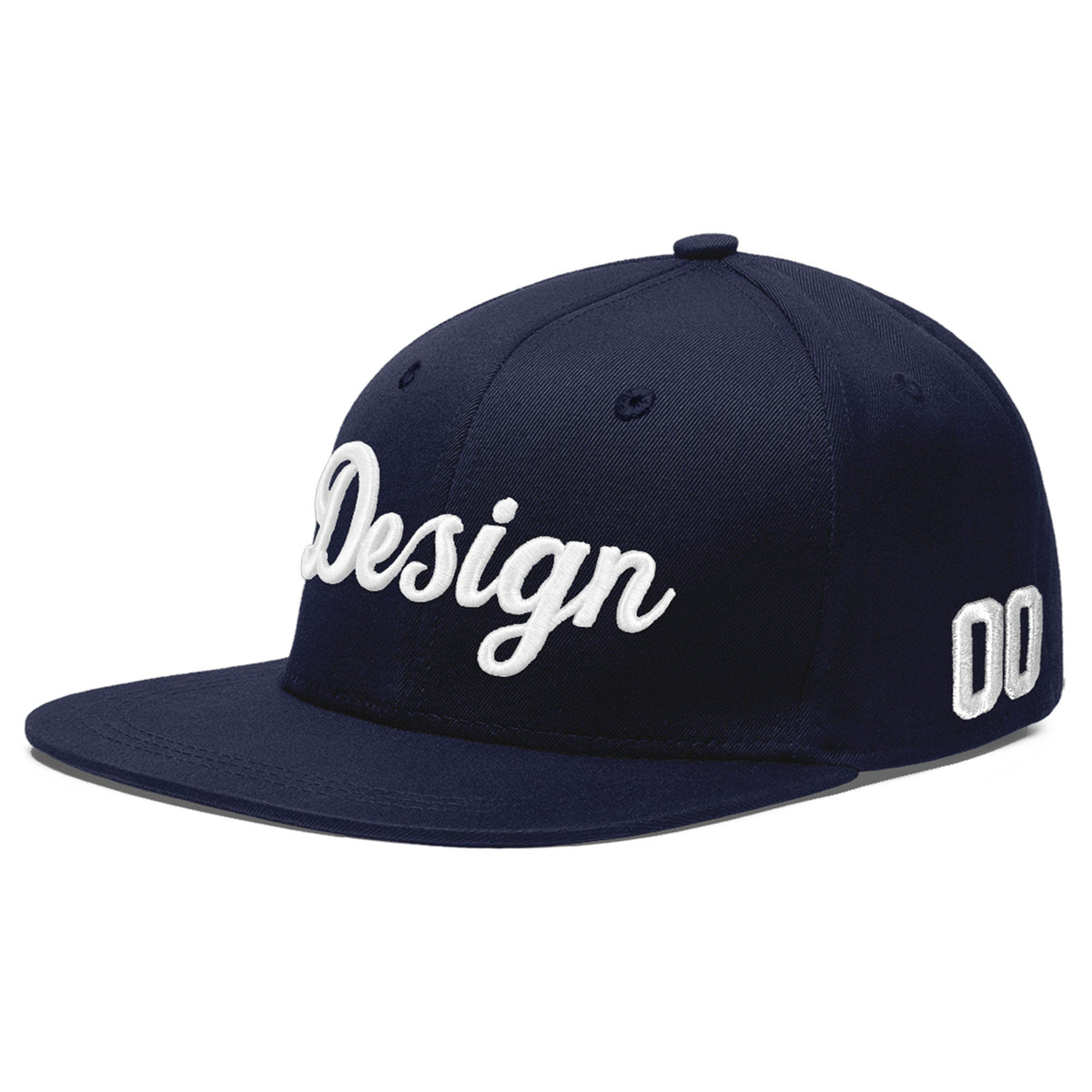 Custom Navy 3D Puff Embroidery Flat Embroidery Casual Sport Baseball Cap
