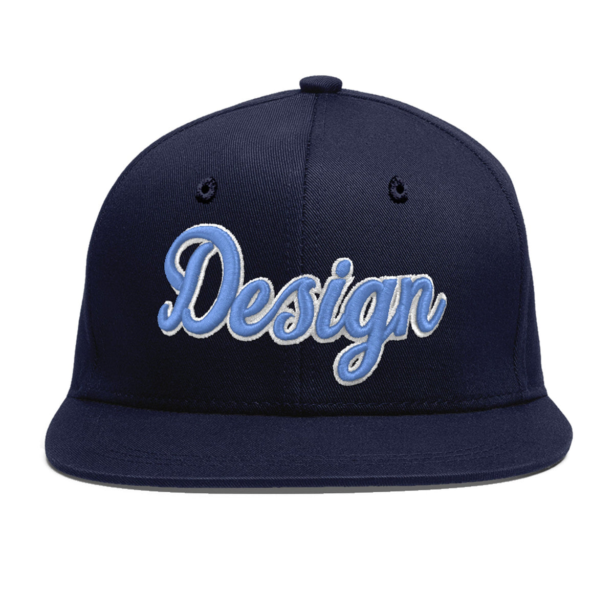 Custom Navy 3D Puff Embroidery Flat Embroidery Casual Sport Baseball Cap
