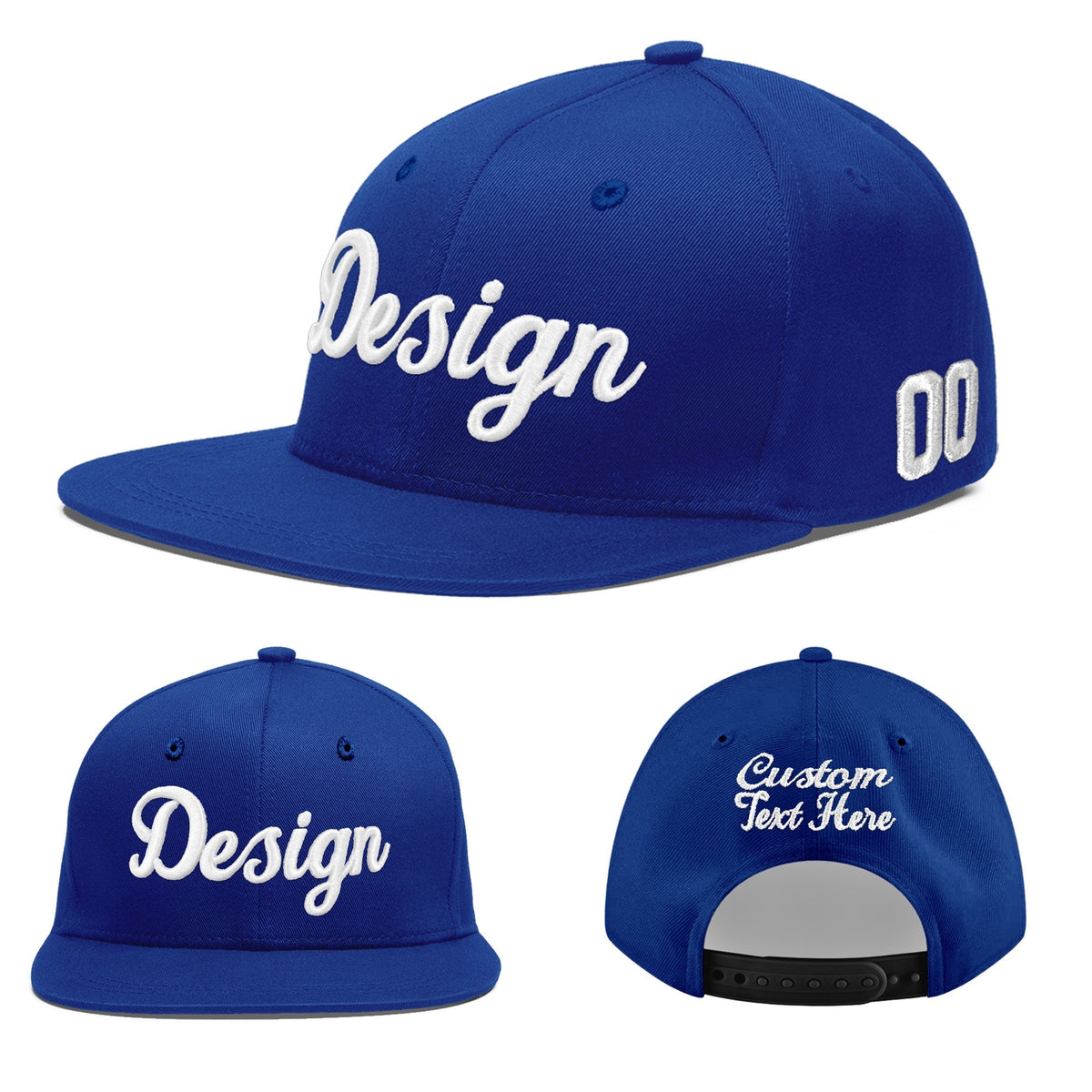 Custom Royal 3D Puff Embroidery Flat Embroidery Casual Sport Baseball Cap