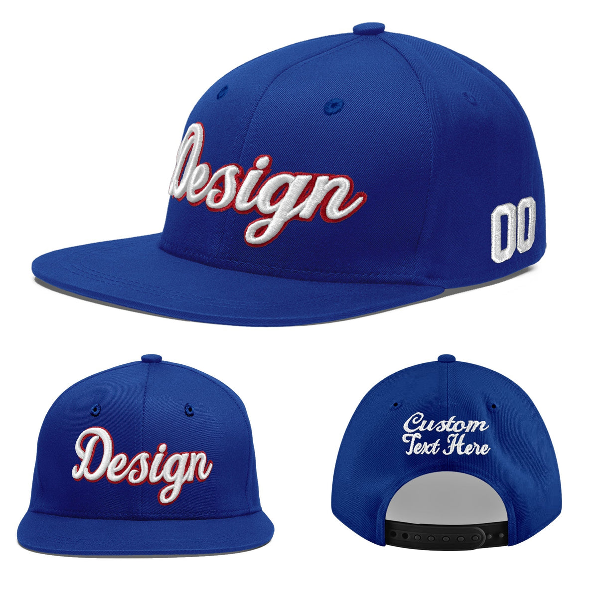 Custom Royal 3D Puff Embroidery Flat Embroidery Casual Sport Baseball Cap