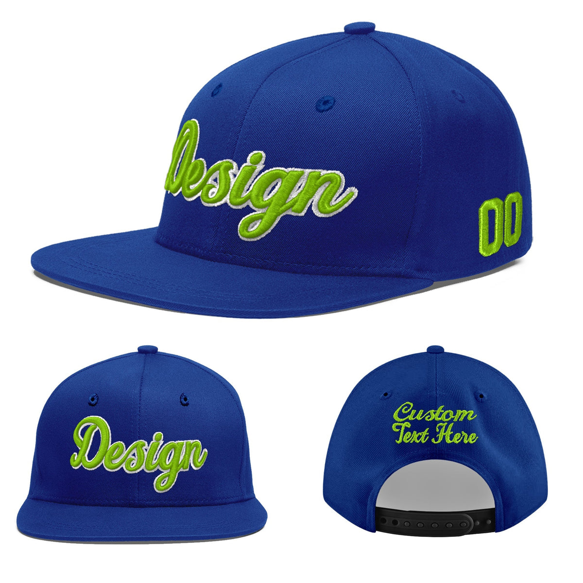 Custom Royal 3D Puff Embroidery Flat Embroidery Casual Sport Baseball Cap