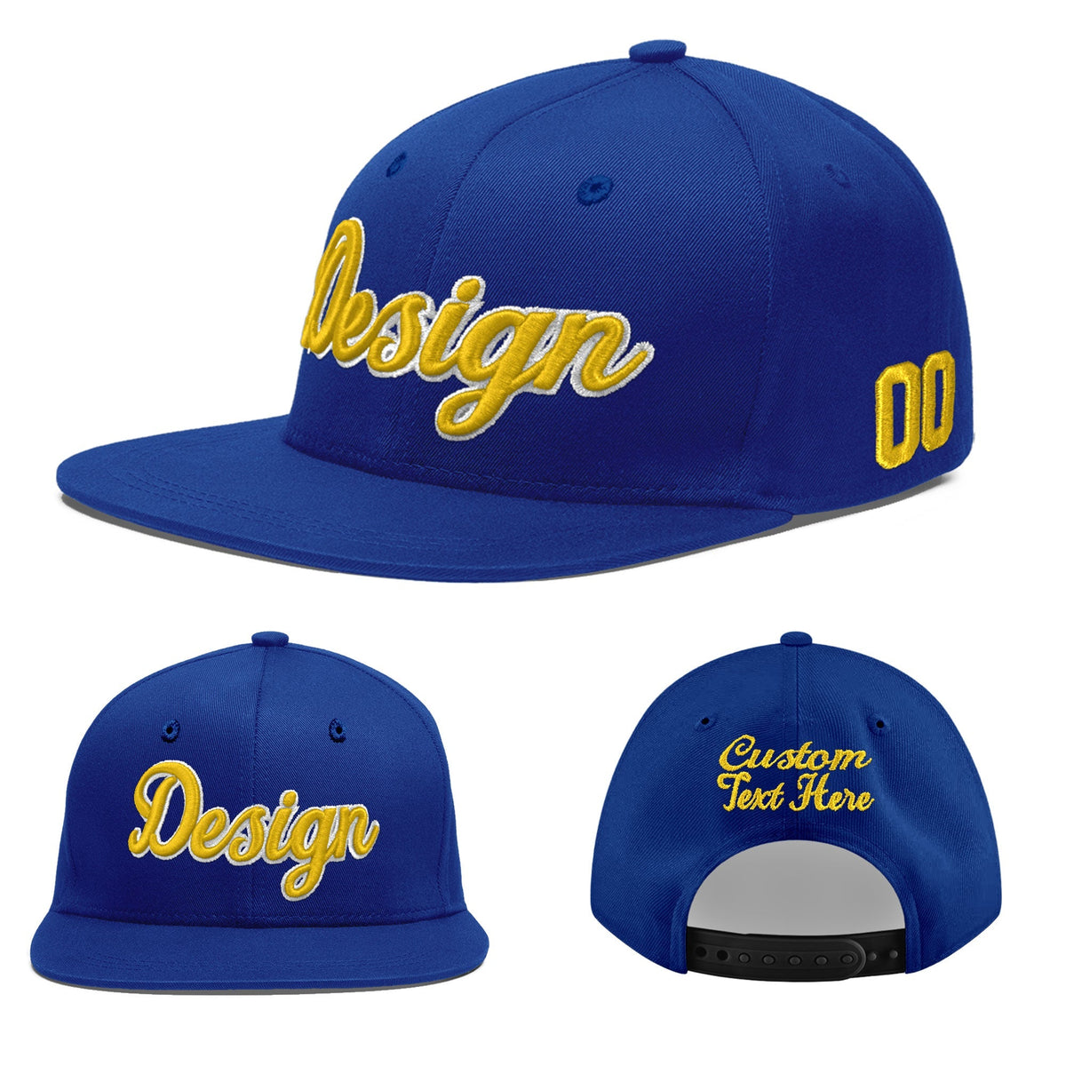 Custom Royal 3D Puff Embroidery Flat Embroidery Casual Sport Baseball Cap