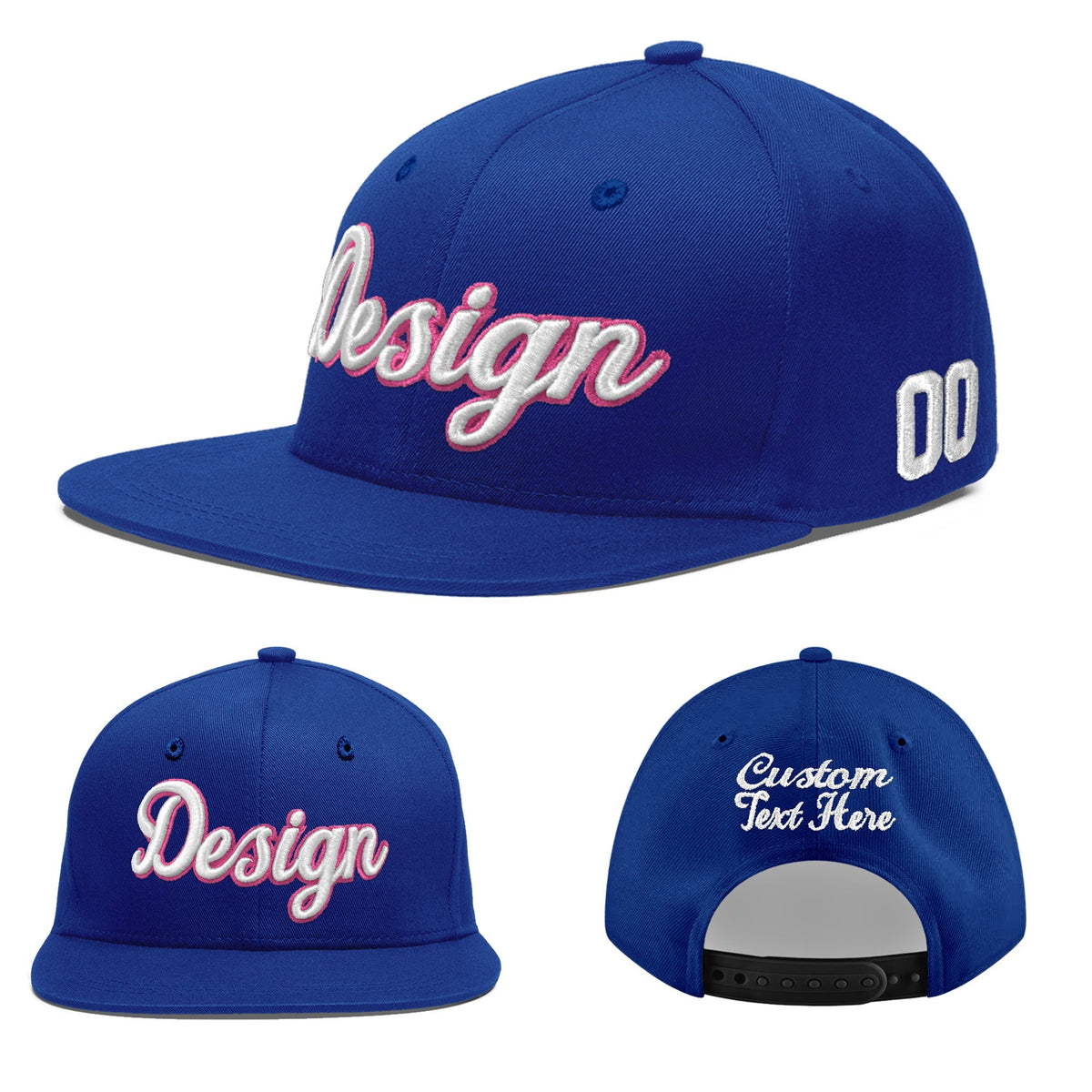 Custom Royal 3D Puff Embroidery Flat Embroidery Casual Sport Baseball Cap
