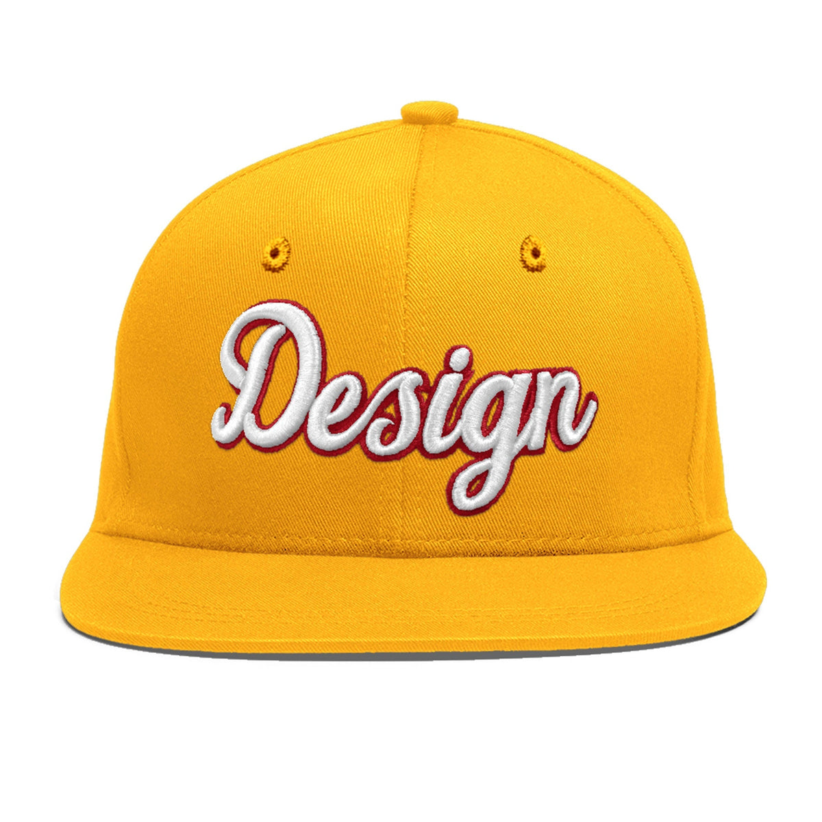 Custom Yellow 3D Puff Embroidery Flat Embroidery Casual Sport Baseball Cap