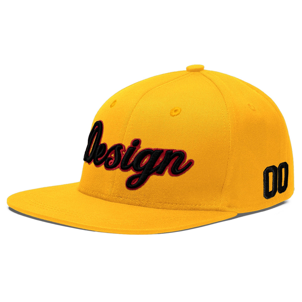 Custom Yellow 3D Puff Embroidery Flat Embroidery Casual Sport Baseball Cap